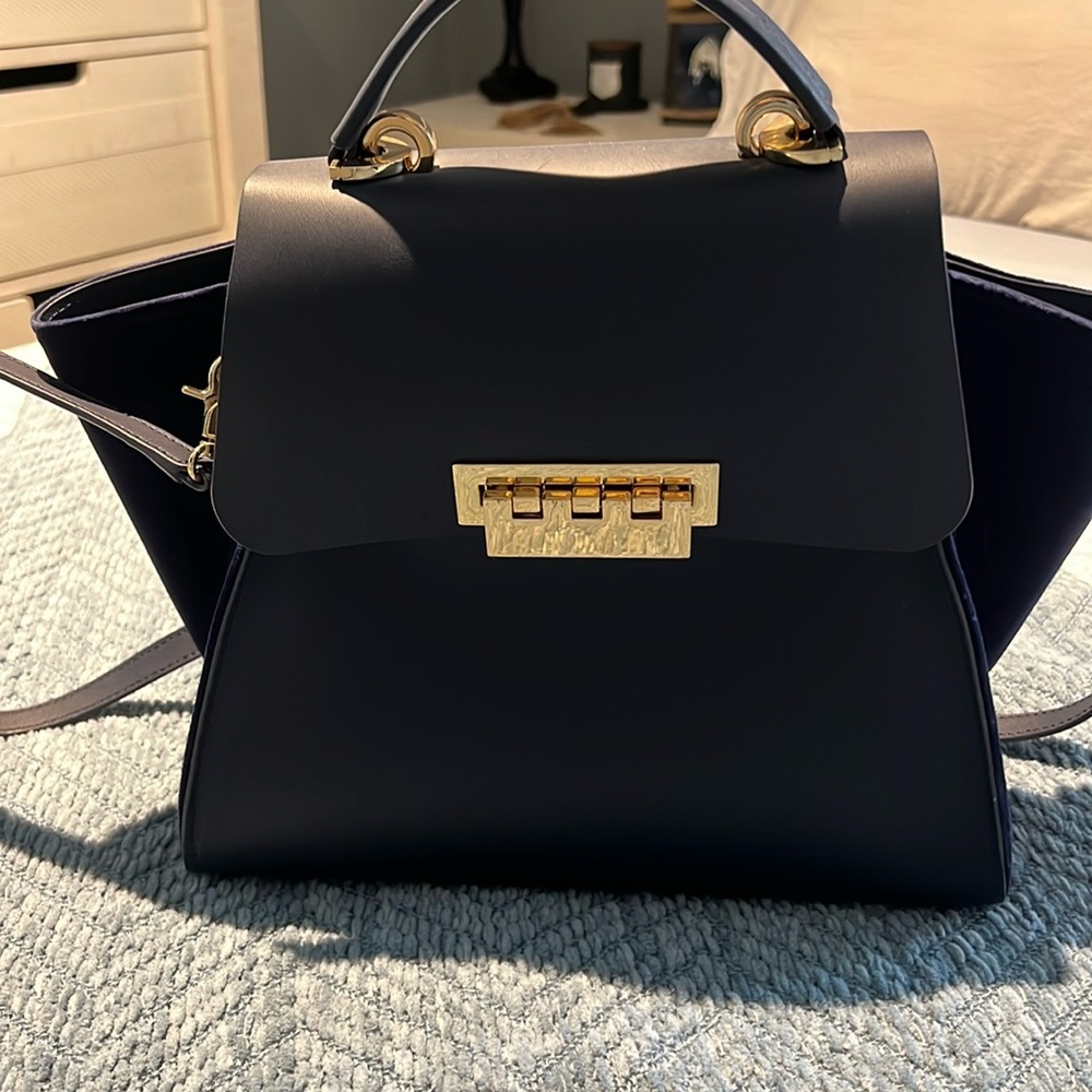 Navy blue crushed velvet shoulder bag